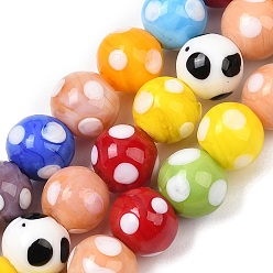 Colorful Handmade Lampwork Beads, Round with Polka Dot, Colorful, 10x9.5~10mm, Hole: 1.8mm, about 39pcs/strand, 14.76''(37.5cm)
