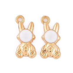 Белый Подвески из эмалевого сплава с покрытием из легкого золота, без кадмия и без свинца, очарование кролика, белые, 18x8.5x3 мм, отверстие : 2 мм