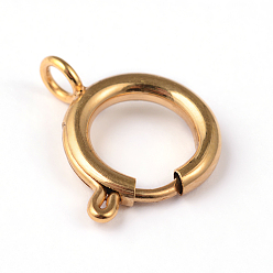 Golden Ion Plating(IP) 304 Stainless Steel Spring Ring Clasps, Golden, 19x13.8x2.5mm, Hole: 3mm