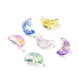 Mixed Color Transparent Electroplate Glass Beads, AB Color Plated, Moon, Mixed Color, 14x9x6.5mm, Hole: 1.2mm