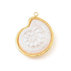 Другие 304 нержавеющая сталь с акриловыми подвесками, золотые, подвески в форме раковины, 24x19x7 мм, отверстие : 1.6 мм