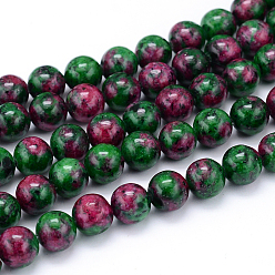 Rubis Zoïsite Rubis synthétique en brins de perles de zoisite, teint, ronde, 6mm, Trou: 1mm, Environ 64 pcs/chapelet, 15.7 pouce