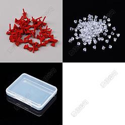 Red 42Pcs Alloy Bowknot Stud Earring Findings, with Brass Needles, with Loop, with 84Pcs Plastic Ear Nuts, Red, 9.5x17.5mm, Hole: 1.5mm, Pin: 0.7x12.5mm