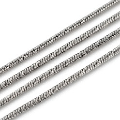 Stainless Steel Color 304 Stainless Steel Round Snake Chains, Stainless Steel Color, 0.9mm