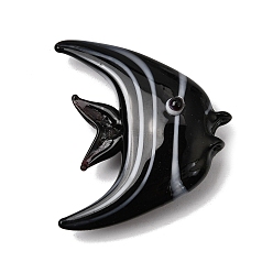 Black Handmade Lampwork Fridge Magnet, Tropical Fish, Black, 34.5x28.5x10.5mm