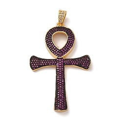 Камелия Латунные микро проложить кубического циркония большие кулоны, крест прелести, стойки покрытие, прочное покрытие, без кадмия и без свинца, реальный 18 k позолоченный, камелия, 51x32.5x4 мм, отверстие : 3x5 мм