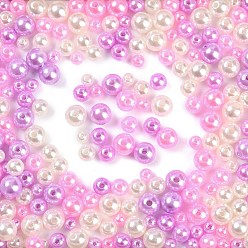 Medium Orchid ABS Plastic Imitation Pearl Beads, Round, Mixed Color, Medium Orchid, 6~10x5~9mm, Hole: 1.8~2.5mm
