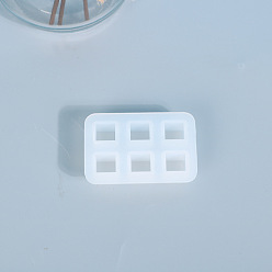 White DIY Cube Bead Silicone Mold, Resin Casting Molds, for UV Resin & Epoxy Resin Jewelry Making, 6 Cavities, White, 40x60x13mm