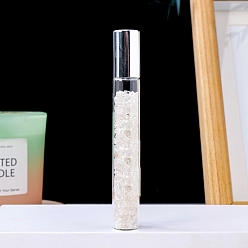 Quartz Crystal Natural Quartz Crystal Chip Bead Roller Ball Bottles, with Cover, SPA Aromatherapy Essemtial Oil Empty Glass Bottle, 10.7cm