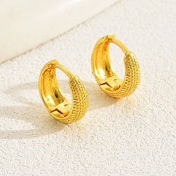 Настоящее золото 18K Модные повседневные простые круглые серьги-кольца из латуни, реальный 18 k позолоченный, 14 мм