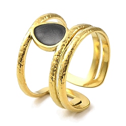 Настоящее золото 18K Ионное покрытие (ip) 304 открытая манжета из нержавеющей стали для женщин, с эмалью, слеза, реальный 18 k позолоченный, регулируемый