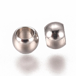 Color de Acero Inoxidable 316 perlas de engarzado de acero inoxidable quirúrgico, Rondana plana, color acero inoxidable, 3x2 mm, agujero: 1.8 mm