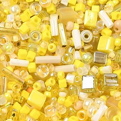 Желтый Смесь бисера миюки, японский бисер, разнообразные, желтые, 1~9x1.5~2 мм, отверстие : 0.5~1 мм