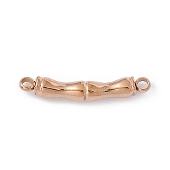 Rose Gold Ion Plating(IP) 304 Stainless Steel Connector Charms, Bamboo Stick Link, Rose Gold, 23x3.5mm, Hole: 1.5mm