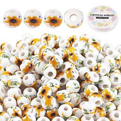 White 200Pcs Handmade Porcelain Beads Kit for DIY Bracelet Making, with Elastic Thread, White, Beads: 8x7mm, Hole: 2.5mm, 200pcs/box