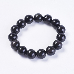 Obsidian Natural Rainbow Obsidian Stretch Bracelets, Round, 2-1/4 inch(58mm)