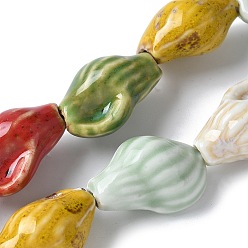 (52) Непрозрачная лаванда Фарфоровые бусины ручной работы серии «Океан», раковина, разноцветные, 21.5~22x14~14.5x11~11.5 мм, отверстие : 2 мм, около 18 шт / нитка, 14.06'''~14.17'' (35.7~36 см)