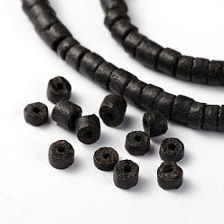Negro De coco natural, hilos de perlas columna, negro, 3.5x2~4 mm, agujero: 1 mm, sobre 237 unidades / cadena, 23.2 pulgada
