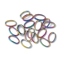Rainbow Color Ионное покрытие (ip) 304 запорные кольца из нержавеющей стали, открытые кольца прыжок, овальные, Радуга цветов, 20 датчик, 8x5x0.8 мм, внутренний диаметр: 3.5x6.5 мм