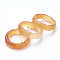 Sandy Brown Natural Agate Rings, Sandy Brown, Size 6~12(16~22mm)
