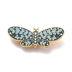 Blue Butterfly with Leaf Enamel Pin, Exquisite Alloy Enamel Brooch for Backpack Clothes, Golden, Blue, 16.5x45x8.5mm, Pin: 0.7mm