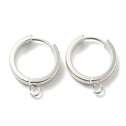 Silver 201 Stainless Steel Huggie Hoop Earrings Findings, with Vertical Loop, with 316 Surgical Stainless Steel Earring Pins, Ring, Silver, 18x4mm, Hole: 2.7mm, Pin: 1mm