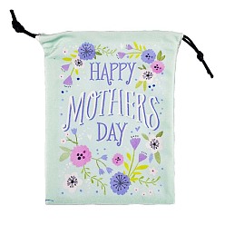 Word Lint Packing Pouches Drawstring Bags, Mother's Day Gift Treat Bags, Party Favors Supplies, Rectangle, Happy Mother's Day, Word, 18x13cm