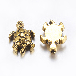Oro Antiguo Abalorios de aleación de estilo tibetano, tortuga, sin plomo y cadmio, oro antiguo, 12.5x9x4 mm, Agujero: 1 mm, sobre 1049 unidades / 1000 g