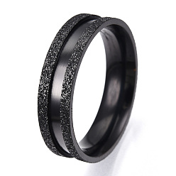 Черный 201 рифленое кольцо из нержавеющей стали для мужчин и женщин, электрофорез черный, внутренний диаметр: 20 мм, широк: 6 мм