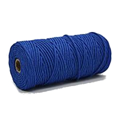 Dark Blue Cotton String Threads, Macrame Cord, Decorative String Threads, for DIY Crafts, Gift Wrapping and Jewelry Making, Dark Blue, 4mm, about 109.36 Yards(100m)/Roll