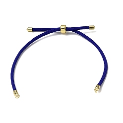 Dark Blue 3MM Adjustable Round Nylon Braided Cord Bracelet Making, with Golden Brass Findings, Fit for Connector Charms, Dark Blue, 8.66 inch(22cm), Hole: 1.5mm