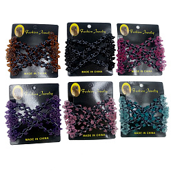 Mixed Color Iron Hair Bun Makers, Stretch Double Hair Combs, with Acrylic and Glass seed beads, Mixed Color, 90x80mm
