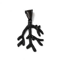 Черный 304 Настройки горный хрусталь из нержавеющей стали кулон, ветки прелести, ионное покрытие (ip), чёрные, пригодный для стразов 1 мм, 30x24x3 мм, отверстие : 9 мм