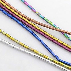 Mixed Color Electroplate Non-magnetic Synthetic Hematite Beads Strands, Column, Mixed Color, 3x1mm,Hole:0.50mm