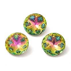 Vitrail Rose Glass Rhinestone Cabochons, Point Back & Back Plated, Faceted, Diamond, Vitrail Rose, 12x5.5mm
