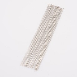 Stainless Steel Color Steel Beading Needles, Stainless Steel Color, 55x0.45mm, about 30pcs/bag