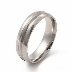 Stainless Steel Color 201 Stainless Steel Grooved Finger Ring Settings, Ring Core Blank, for Inlay Ring Jewelry Making, Stainless Steel Color, Inner Diameter: 20mm, Groove: 2mm