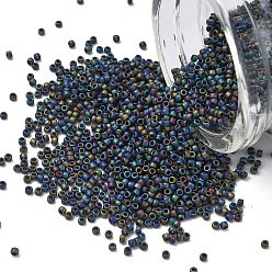 (2642F) Semi-Glazed Jet AB Круглые бусины тохо, японский бисер, (2642f) полуглазурованный струйный ab, 15/0, 1.5 мм, отверстие : 0.7 мм, Около 3000 шт / 10 г