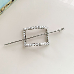 8 Silver - Rectangle Минималистичная заколка для волос с жемчугом - металл, разносторонний, элегантная прическа-пучок для женщин.