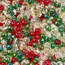 (52) Непрозрачная лаванда 4 рождественские цвета 6/0 прозрачные стеклянные бусины с бахромой, слеза, разноцветные, 4~5x4~4.5x3~4 мм, отверстие : 1~1.2 мм, около 4500 шт / упаковка