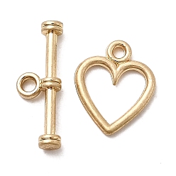 Матовый Золотой Цвет Застежка тоггл из сплава, без кадмия, без никеля и без свинца, сердце, матовый золотой цвет, 6.5x18.5x3.5 мм, отверстие : 1.8 мм