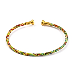 Разноцветный Изготовление браслета из плетеной проволоки из углеродистой стали, с позолоченными латунными заглушками, красочный, 0.25 см, внутренний диаметр: 2-3/8 дюйм (6.1 см)