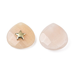 Pink Aventurine Natural Pink Aventurine Pendants, with Light Gold Plated Brass Star Findings, Faceted, Teardrop, 28~28.5x28~28.5x10mm, Hole: 1.2mm