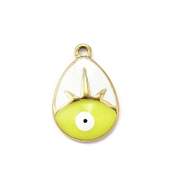 Зелено-Желтый 304 подвески из нержавеющей стали, с эмалью, слезинка с заклинанием сглаза, ионное покрытие (ip), золотые, зеленый желтый, 20x13.5x3 мм, отверстие : 1.8 мм