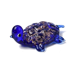 Midnight Blue Handmade Lampwork Fridge Magnet, Tortoise, with Gold Sand, Midnight Blue, 42x34.5x17mm