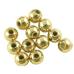 Gold Carnival Celebrations, Mardi Gras Beads, Plating Acrylic Beads, Round, Golden, about 10mm in diameter, hole: 2mm, about 1000pcs/500g