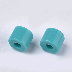 Turquoise Foncé Perles de bugle de verre opaque, trou rond, turquoise foncé, 7~7.5x6~6.5mm, trou: 2.5 mm, environ 800 PCs / sachet 