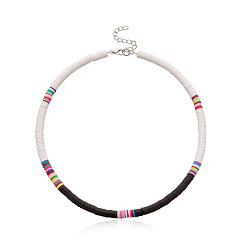 Design 11 Colorful Soft Clay Choker Necklace for Women, Fashionable 6mm Round Disc Neck Chain Jewelry