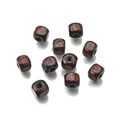 Кокосово-Коричневый Спрей окрашены деревянные бусины, квадратный, кокосового коричневый, 6x6x6 мм, отверстие : 1.6~2 мм