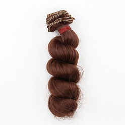 Saddle Brown High Temperature Fiber Long Curly Hairstyle Doll Wig Hair, for DIY Girl BJD Makings Accessories, Saddle Brown, 5.91 inch(15cm)